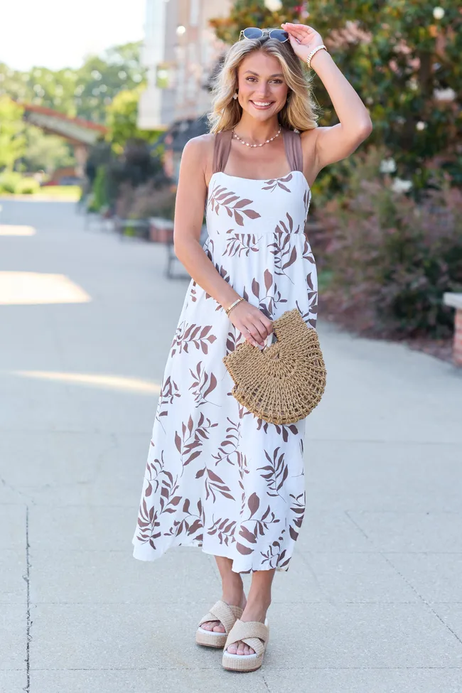 Brown Leaf Print Midi Dress sold by Pink Lily product image thumbnail 3