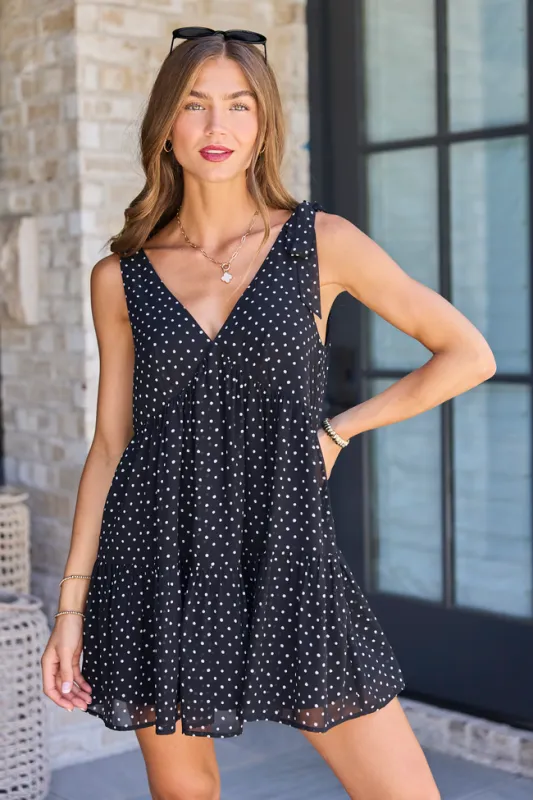 Made You Look Black And White Polka Dot Mini Dress made by Le Lis