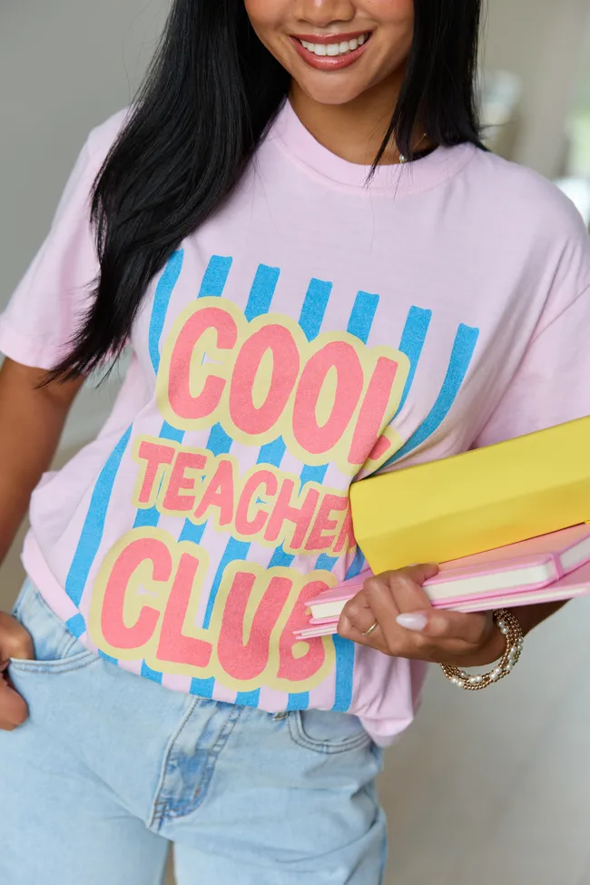 Cool Teacher Club Striped Light Pink Graphic Tee sold by Pink Lily product image thumbnail 3