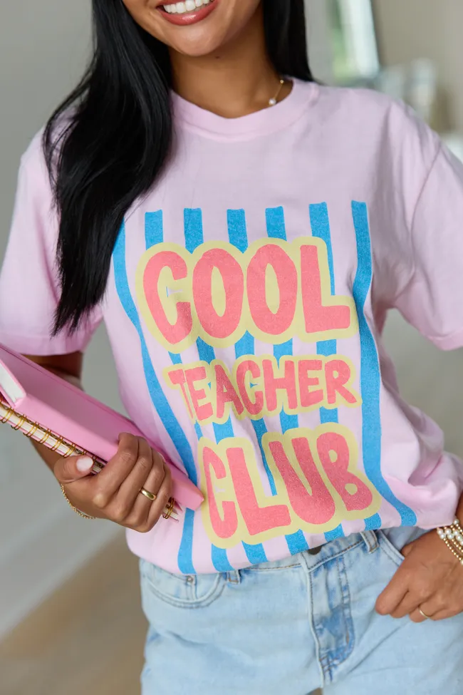 Cool Teacher Club Striped Light Pink Graphic Tee sold by Pink Lily product image thumbnail 2