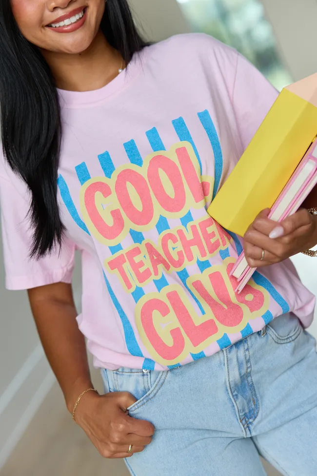 Cool Teacher Club Striped Light Pink Graphic Tee sold by Pink Lily product image thumbnail 5