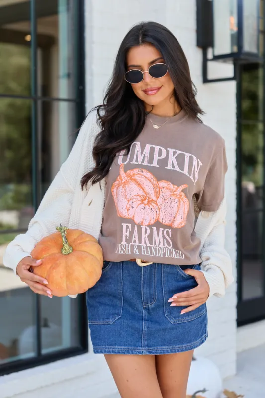 Pumpkin Farms Brown Graphic Tee made by Pink Lily