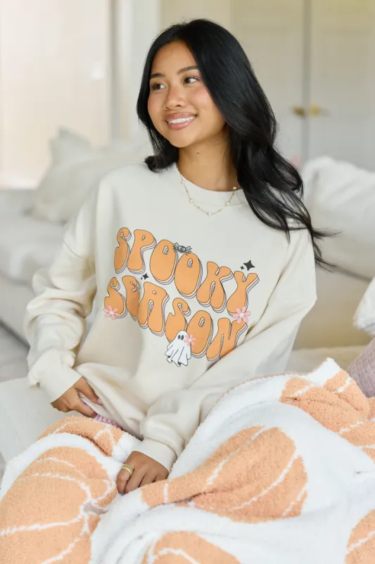Spooky Season Cream Graphic Sweatshirt made by Pink Lily