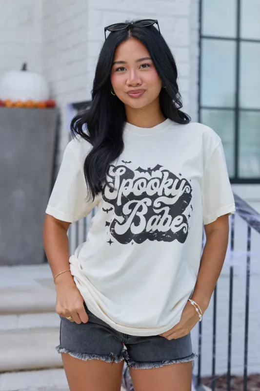 Spooky Babe Ivory Graphic Tee made by Pink Lily