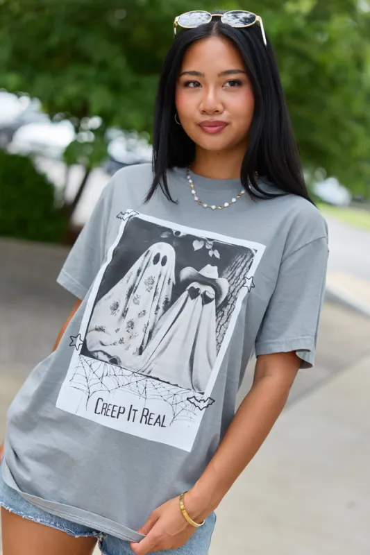 Creep It Real Grey Graphic Tee made by Pink Lily