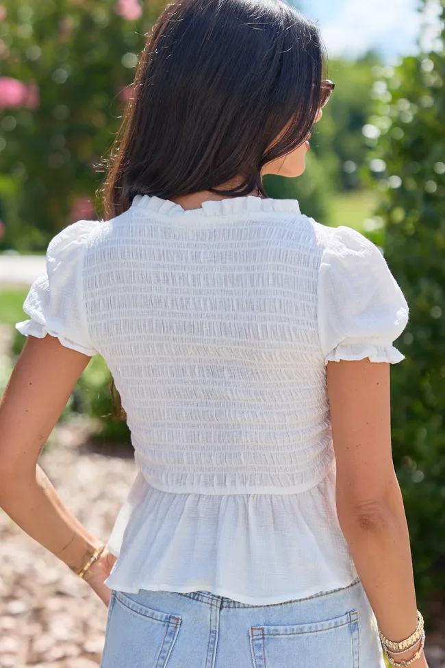 Wild Honey White Smocked Puff Sleeve Top sold by Pink Lily product image thumbnail 5