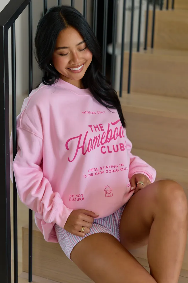 The Homebody Club Light Pink Graphic Sweatshirt sold by Pink Lily product image thumbnail 4