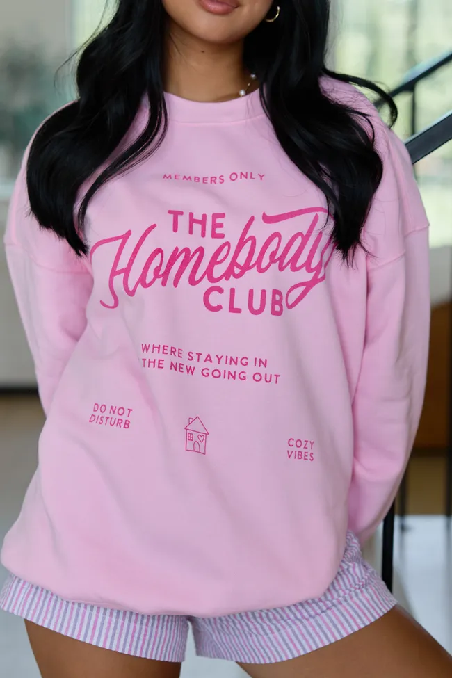 The Homebody Club Light Pink Graphic Sweatshirt sold by Pink Lily product image thumbnail 2