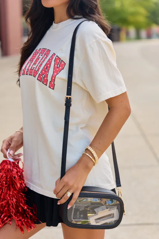 All Access Clear Black Crossbody Bag made by Pink Lily