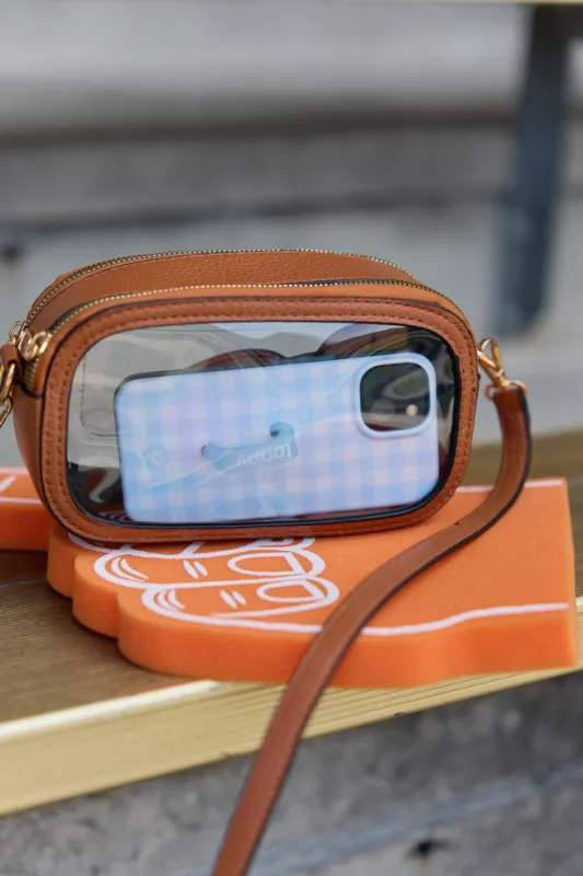 All Access Clear Tan Crossbody Bag made by Pink Lily