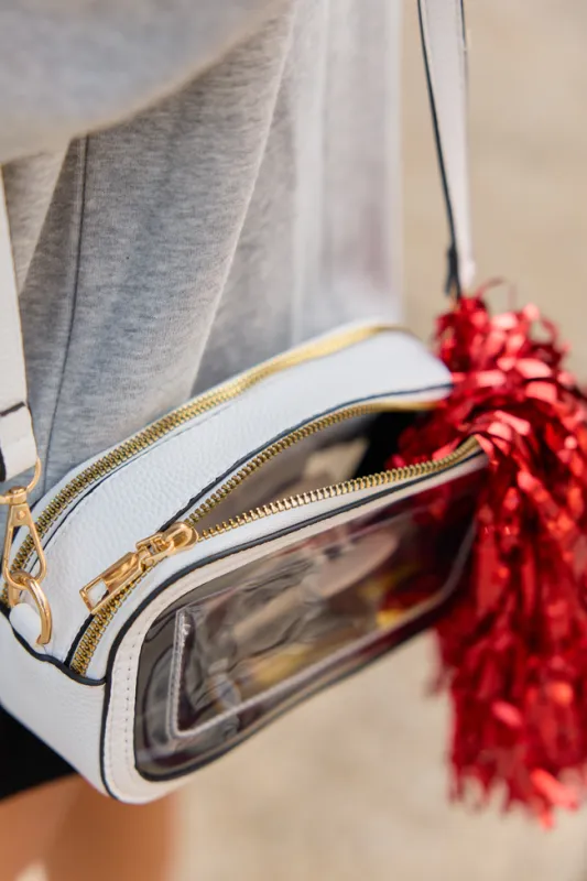 All Access Clear White Crossbody Bag made by Pink Lily