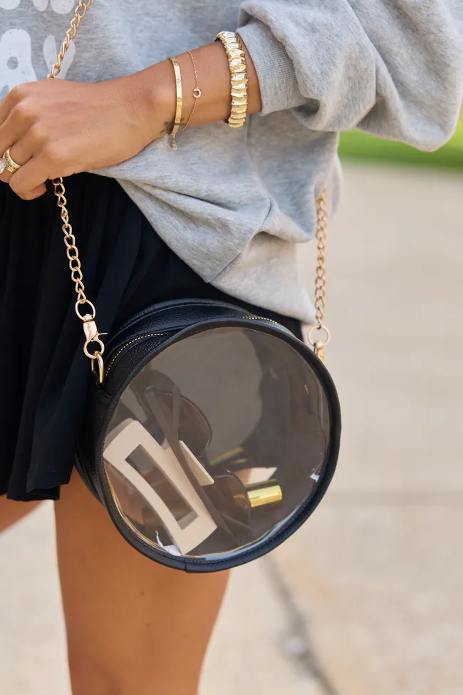 Front Row Clear Round Black Crossbody Bag sold by Pink Lily product image thumbnail 3