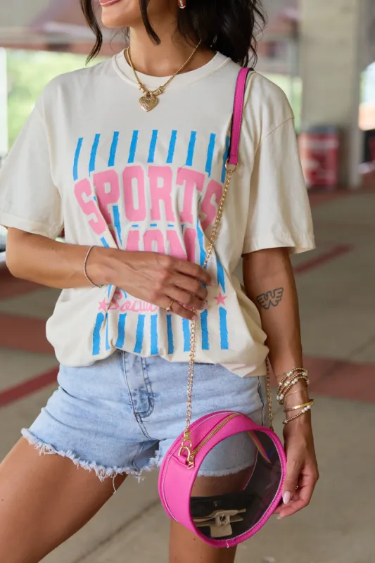 Front Row Clear Round Pink Crossbody Bag made by Pink Lily