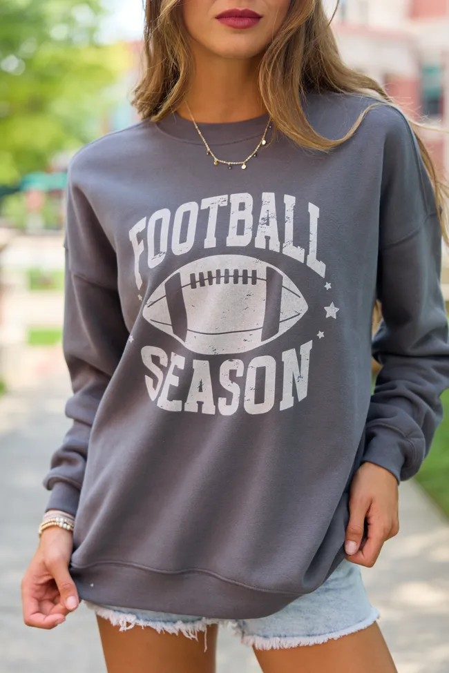 Football Season Dark Grey Oversized Graphic Sweatshirt sold by Pink Lily product image thumbnail 3