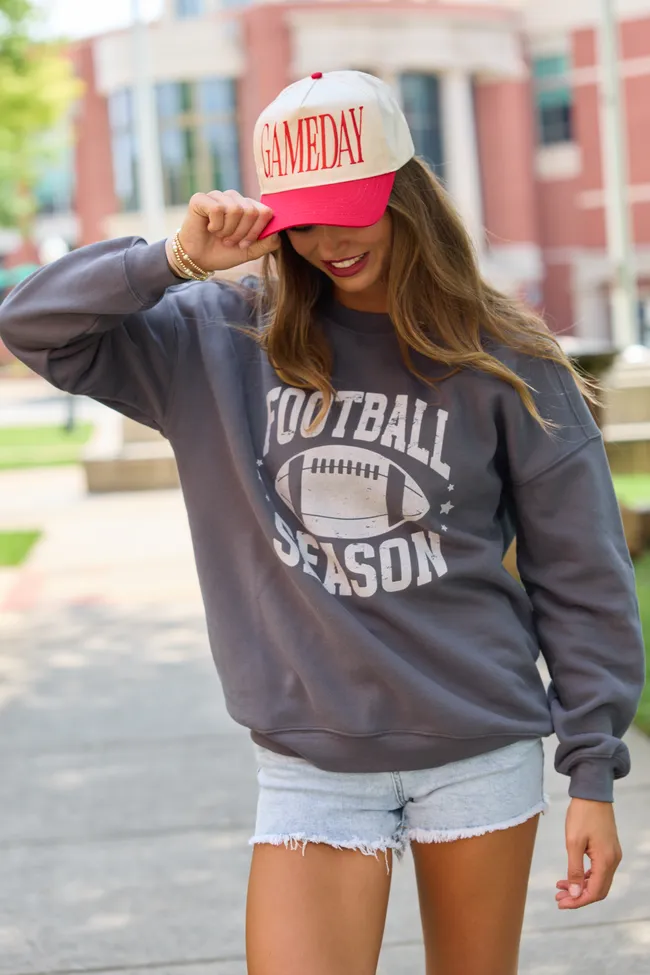 Football Season Dark Grey Oversized Graphic Sweatshirt sold by Pink Lily product image thumbnail 4