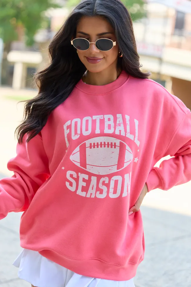 Football Season Light Red Oversized Graphic Sweatshirt sold by Pink Lily product image thumbnail 5