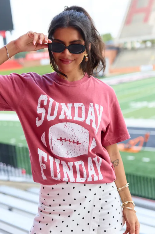Sunday Funday Crimson Graphic Tee made by Pink Lily