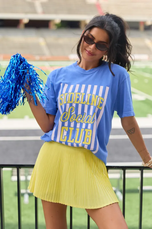 Sideline Social Club Striped Blue Graphic Tee made by Pink Lily