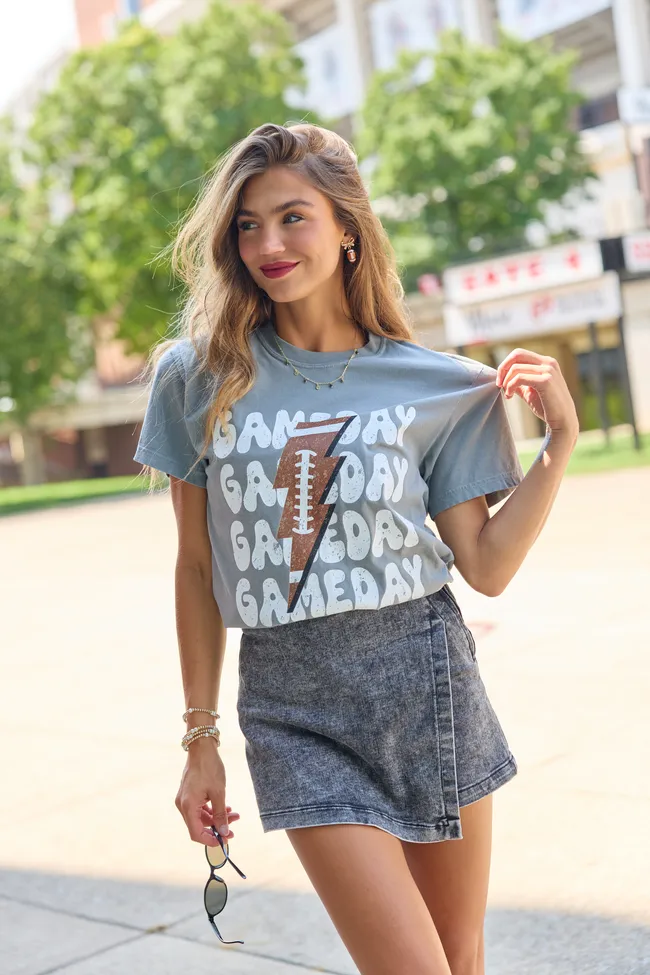 Gameday Football Grey Graphic Tee sold by Pink Lily