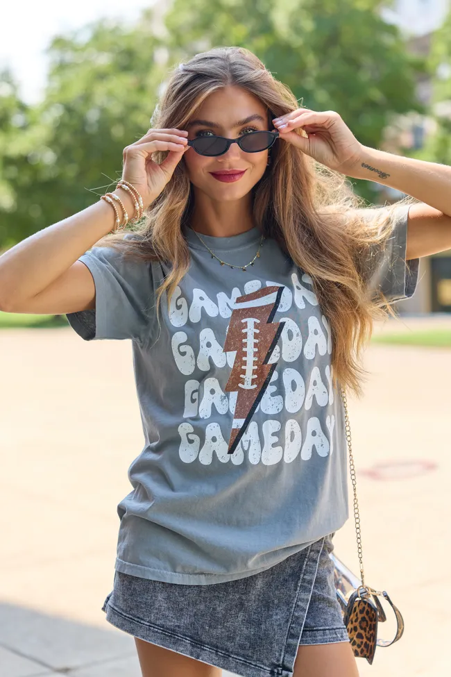 Gameday Football Grey Graphic Tee sold by Pink Lily product image thumbnail 4