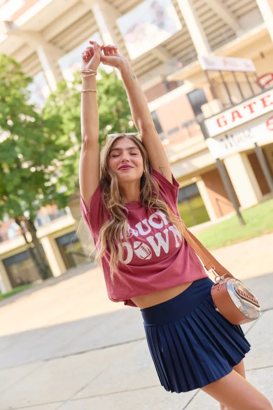 Touchdown Printed Crimson Graphic Tee made by Pink Lily