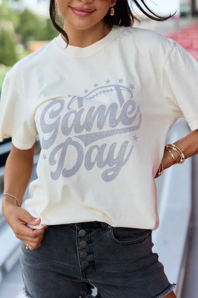 Game Day Script Ivory Graphic Tee sold by Pink Lily product image thumbnail 4