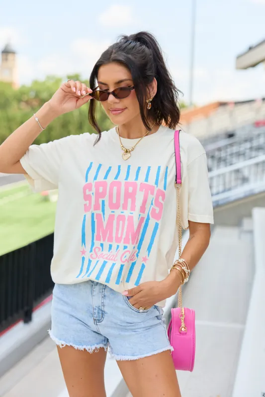 Sports Mom Social Club Ivory Graphic Tee made by Pink Lily