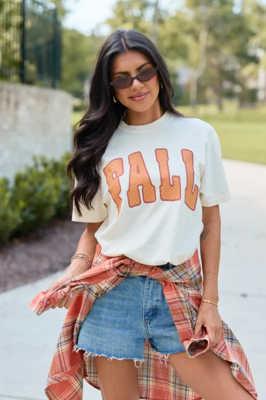 Fall Polka Dot Ivory Comfort Colors Graphic Tee made by Pink Lily