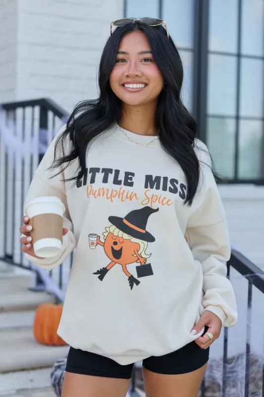 Little Miss Pumpkin Spice Cream Graphic Sweatshirt made by Pink Lily