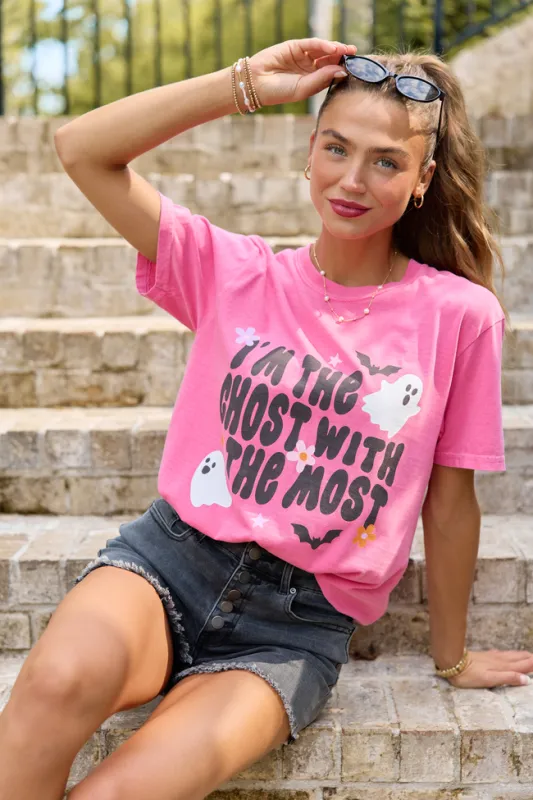I'm The Ghost With The Most Pink Graphic Tee made by Pink Lily
