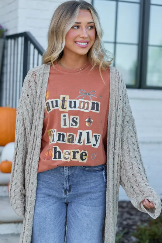 Autumn Is Finally Here Rust Comfort Colors Graphic Tee SALE made by Pink Lily