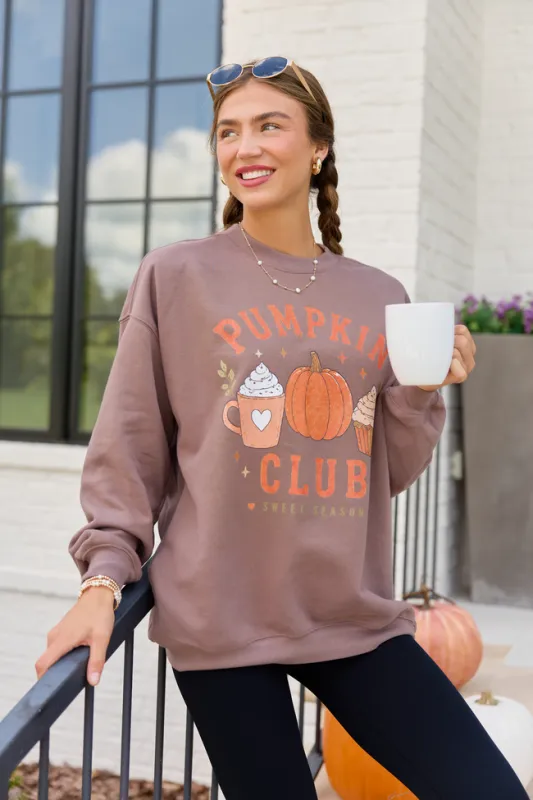 Pumpkin Club Mocha Graphic Sweatshirt made by Pink Lily