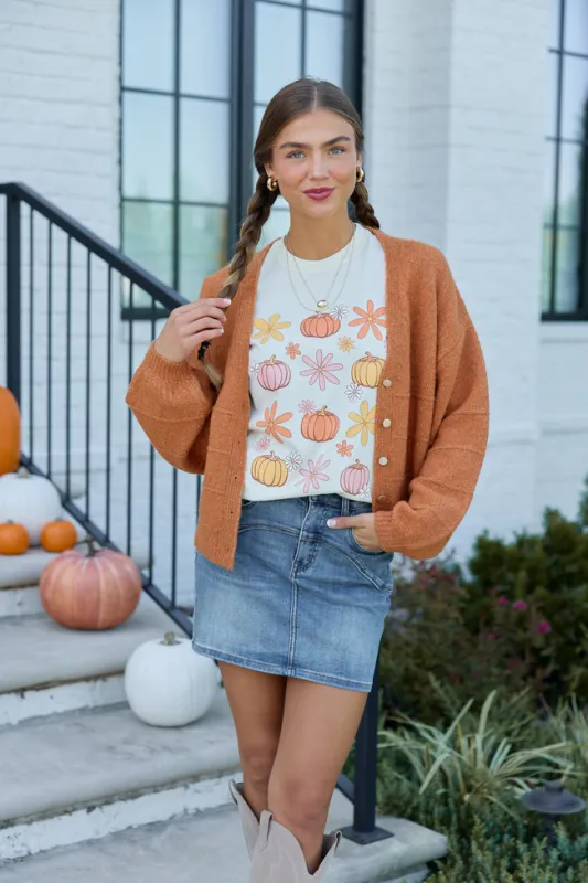 Pumpkin Daisy Ivory Comfort Colors Graphic Tee made by Pink Lily