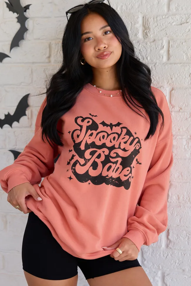 Spooky Babe Light Rust Oversized Graphic Sweatshirt SALE sold by Pink Lily product image thumbnail 4