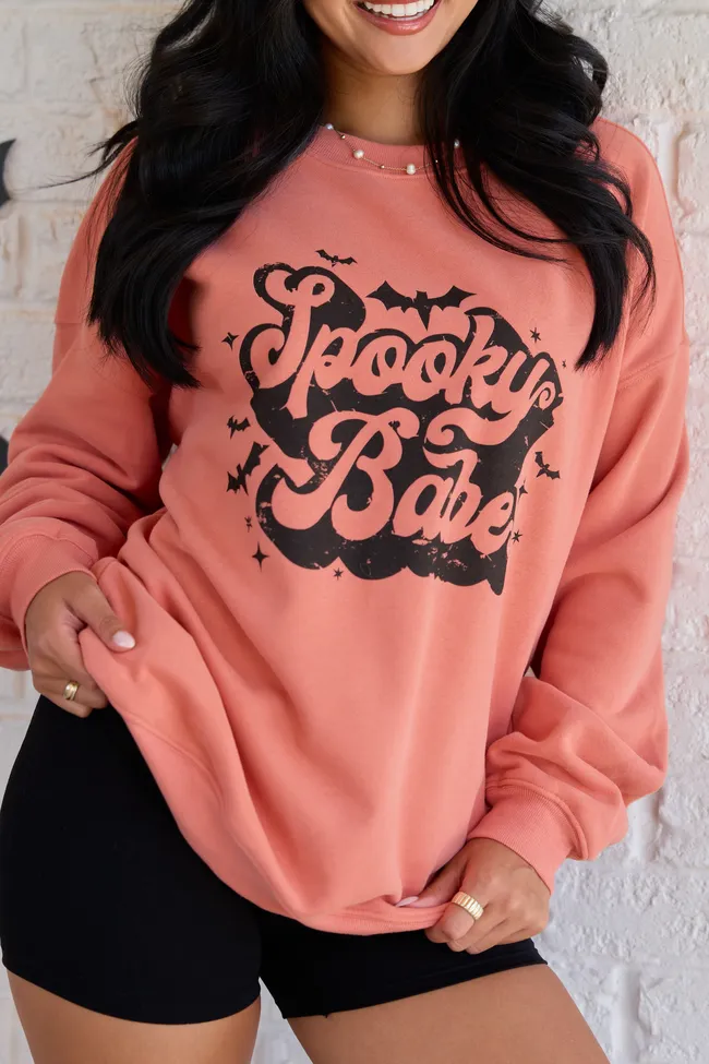 Spooky Babe Light Rust Oversized Graphic Sweatshirt SALE sold by Pink Lily product image thumbnail 2