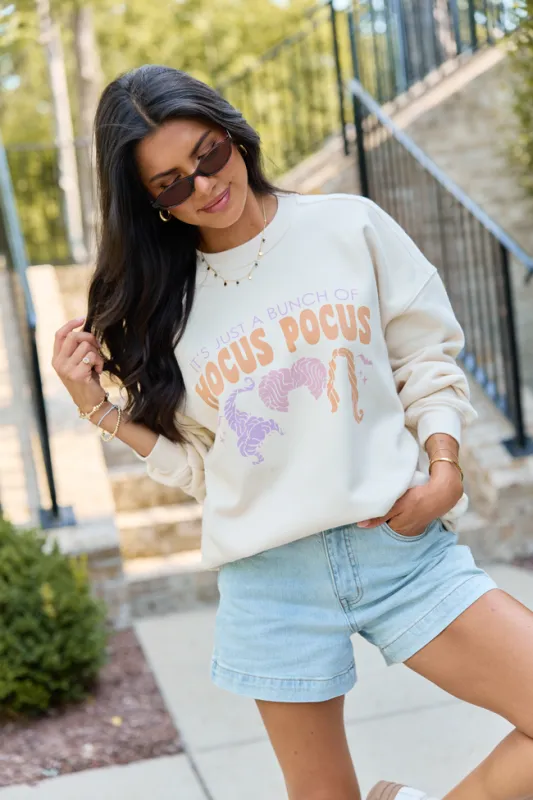 Hocus Pocus Trio Cream Graphic Sweatshirt made by Pink Lily