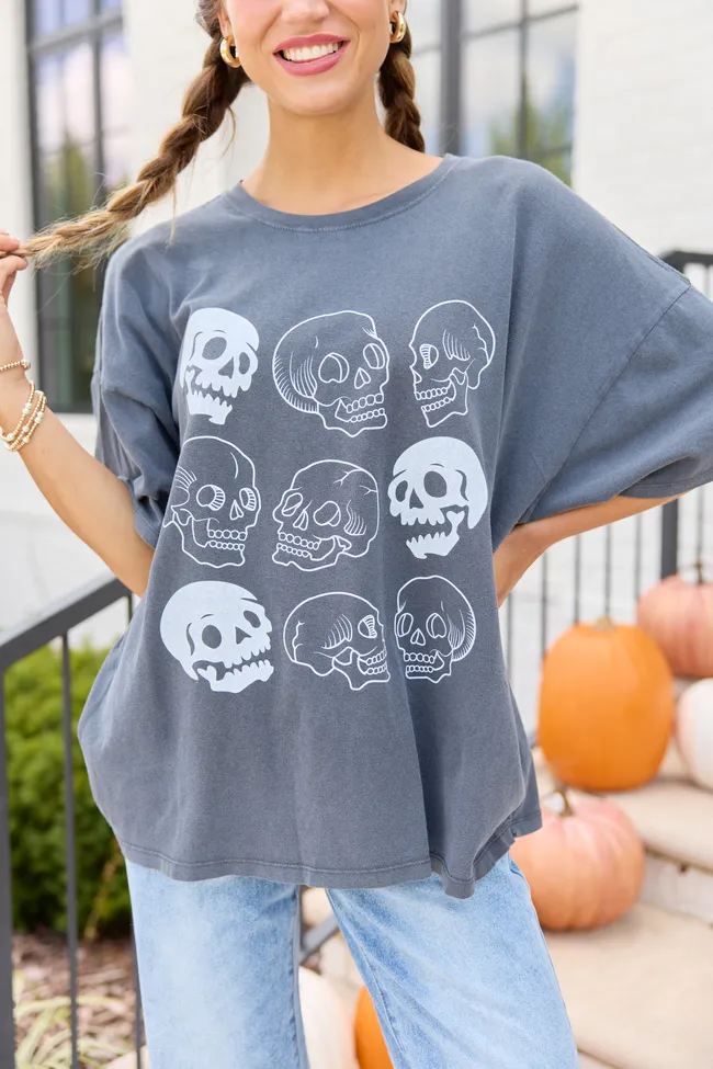 Skulls Charcoal Oversized Graphic Tee sold by Pink Lily product image thumbnail 2
