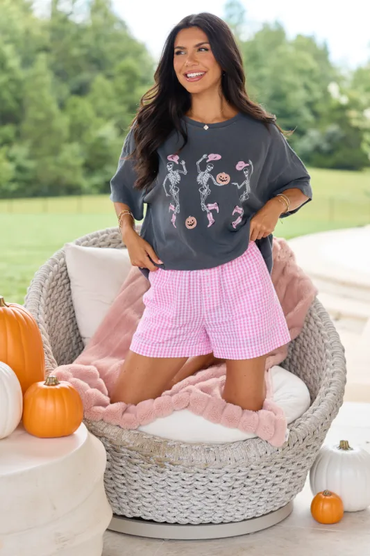 Dancing Skeletons Charcoal Oversized Graphic Tee made by Pink Lily