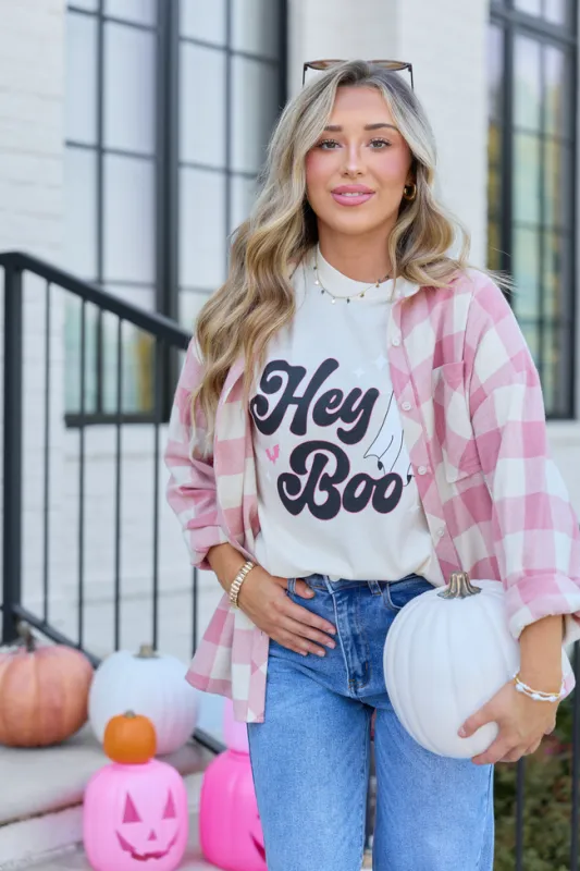 Hey Boo Ivory Graphic Tee made by Pink Lily