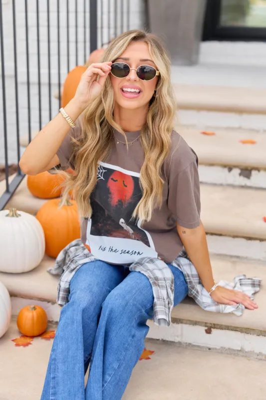'Tis The Season Halloween Photo Print Brown Graphic Tee made by Pink Lily