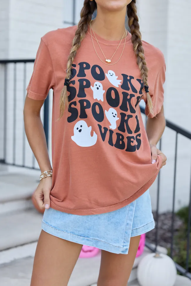 Spooky Vibes Ghost Rust Graphic Tee sold by Pink Lily product image thumbnail 2