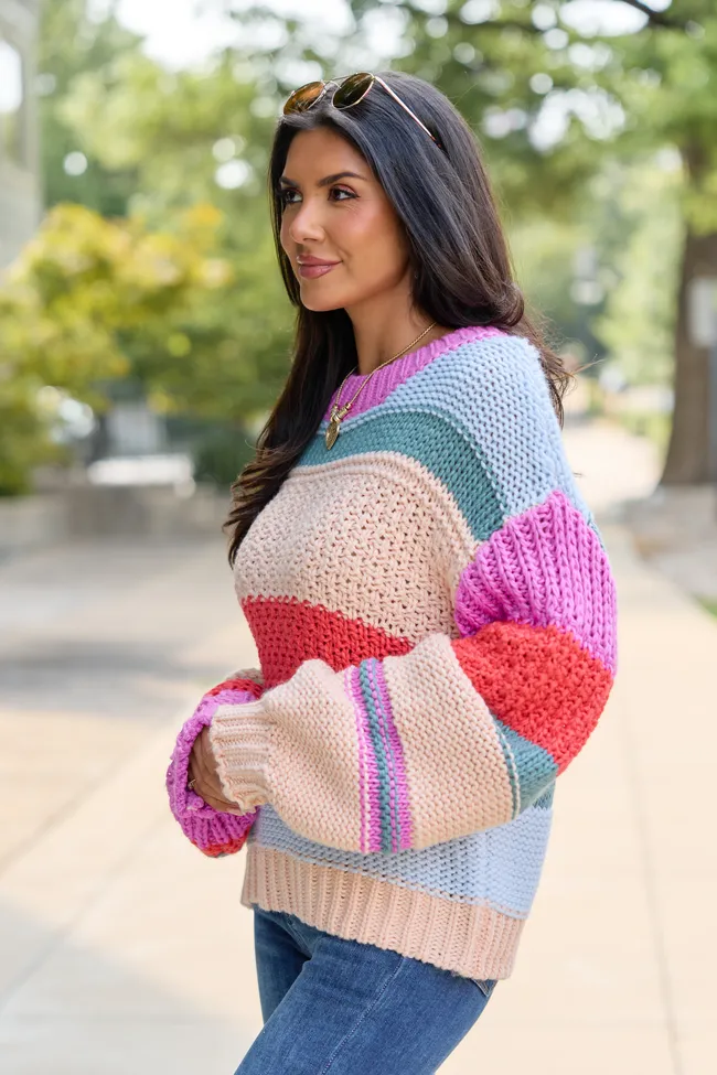 Good Things Ahead Multi Striped Crew Neck Sweater sold by Pink Lily product image thumbnail 5
