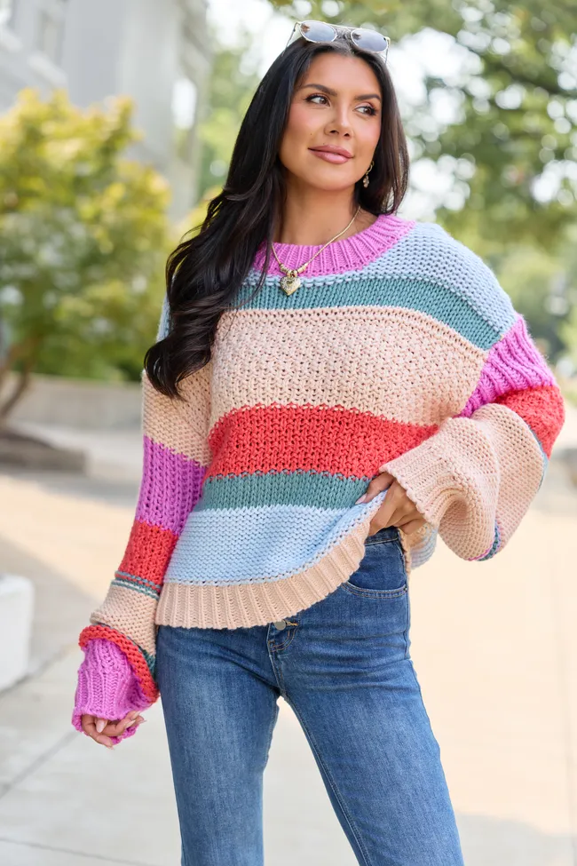 Good Things Ahead Multi Striped Crew Neck Sweater sold by Pink Lily product image thumbnail 4