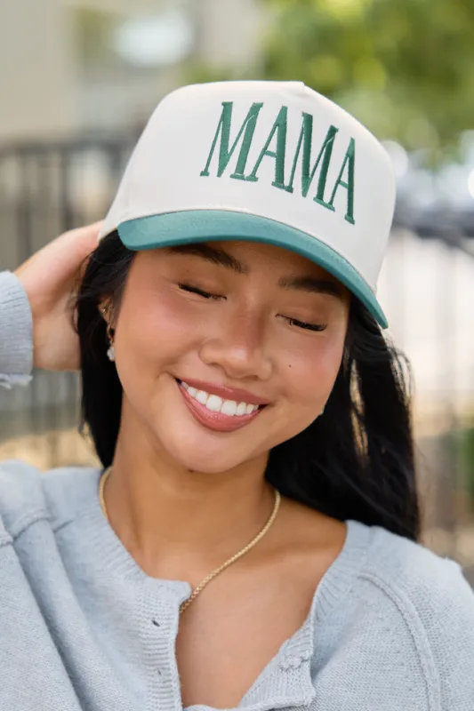 Mama Natural/Green Embroidered Trucker Hat made by Pink Lily