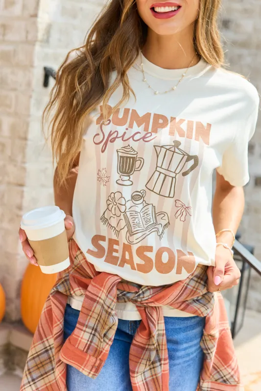 Pumpkin Spice Season Ivory Comfort Colors Graphic Tee made by Pink Lily