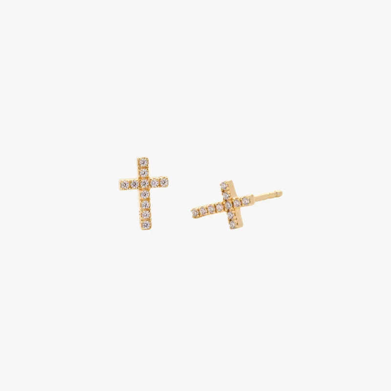 Pavé Cross Stud Earrings made by Tiny Tags