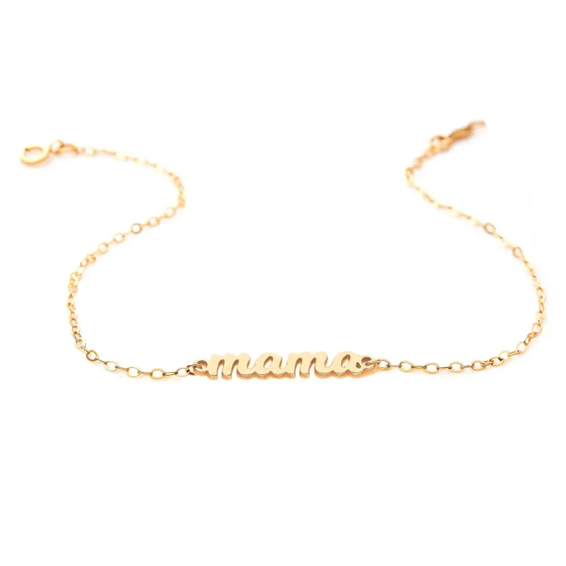 Script Mama Nameplate Chain Bracelet made by Tiny Tags