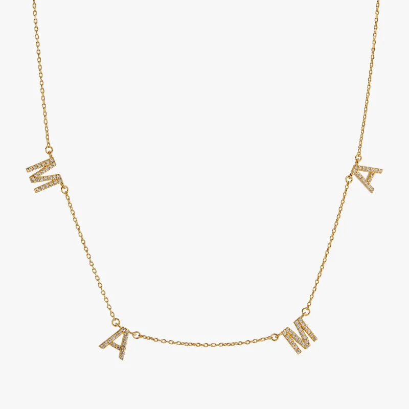 Floating Pavé Mama Necklace made by Tiny Tags