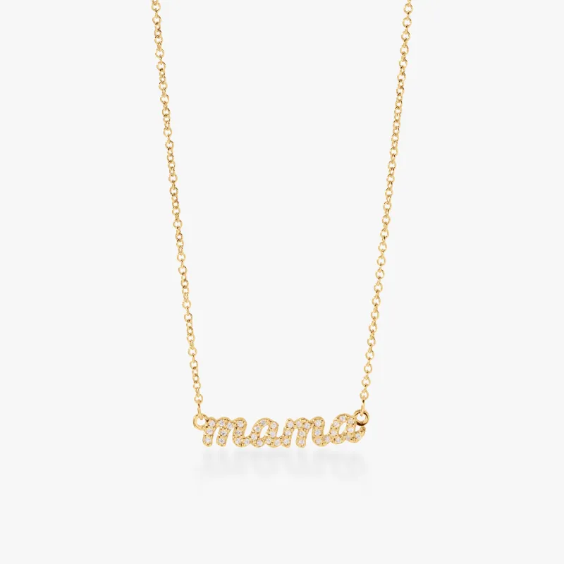 Pavé Script Mama Necklace made by Tiny Tags