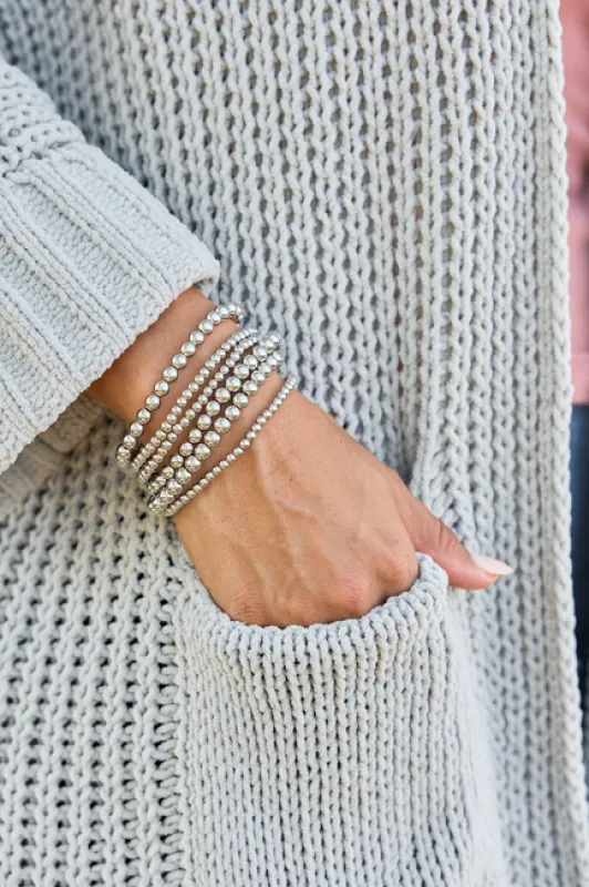 The Silver Stack Beaded Bracelet Set made by Fame Accessories
